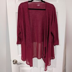 Lane Bryant Pink Open Front Sheer Chiffon Cardigan Sweater in Size 18/20